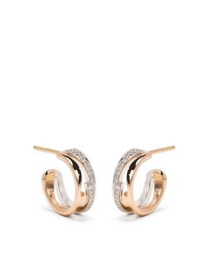 Georg Jensen 18kt white and rose gold Fusion Open hoop diamond earring - Silver