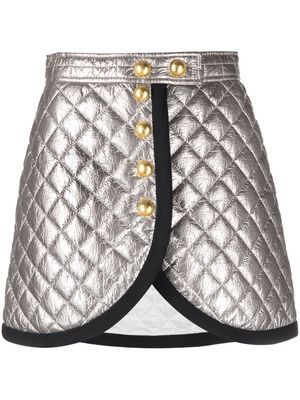 George Keburia asymmetric quilted miniskirt - Grey