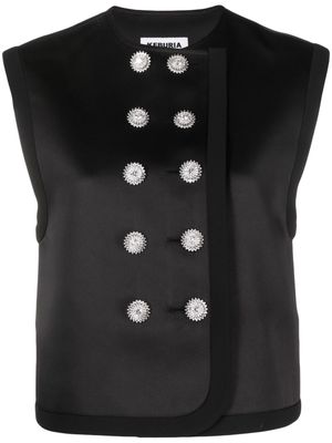 George Keburia crystal-buttons round-neck waistcoat - Black