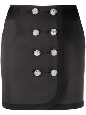 George Keburia crystal-buttons satin-finish miniskirt - Black