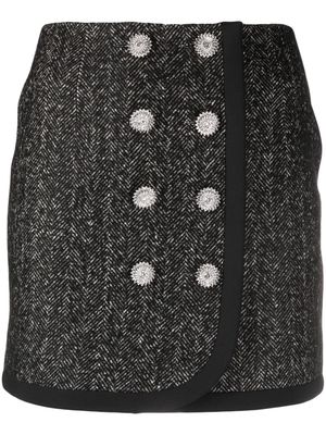 George Keburia crystal-buttons tweed miniskirt - Black