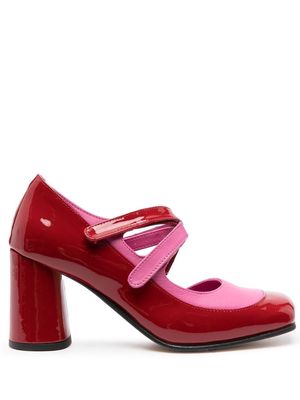 Georges Wendell double-strap contrast pumps - Red