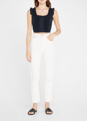 Georgie Embroidered Eyelet Bustier Top