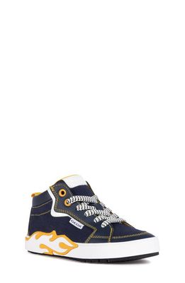 Geox Kids' Alphabeet Mid Sneaker in Navy/Yellow