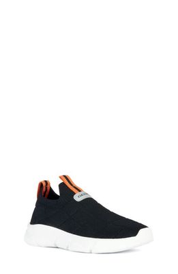 Geox Kids' Aril Woven Slip-On Sneaker in Black Orange