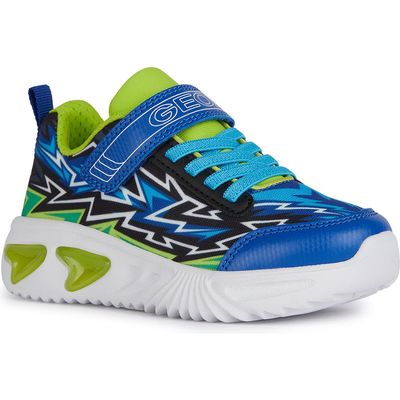 Geox Kids' Assister Light-Up Sneaker in Royal/Lime