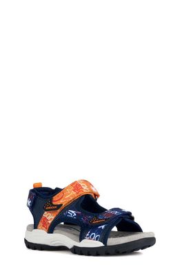 Geox Kids' Borealis Water Resistant Sandal in Navy/Orange