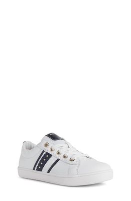 Geox Kids' Kathe Low-Top Leather Sneaker in White/navy