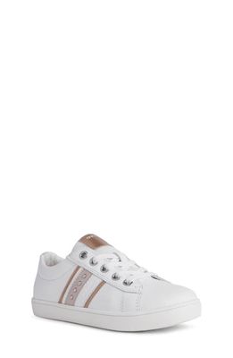 Geox Kids' Kathe Low-Top Leather Sneaker in White Pink