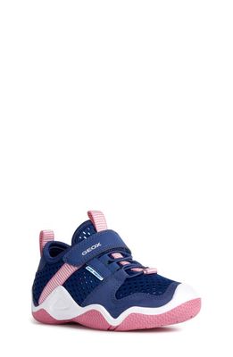 Geox Kids' Wader Sneaker in Navy/Fuchsia