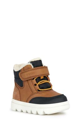 Geox Kids' Willabloom Faux Fur Lined Boot in Tobacco/black