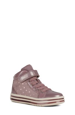 Geox Metallic Hearts Light-Up High Top Sneaker in Dark Pink