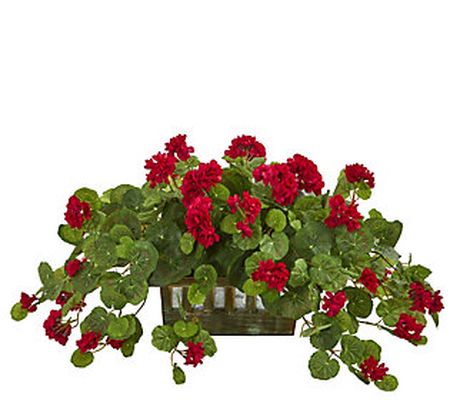 Geranium Plant in Decorative Planter by Nearly Natural