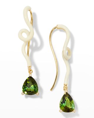 Geri Earrings with Green Tourmaline and Enamel