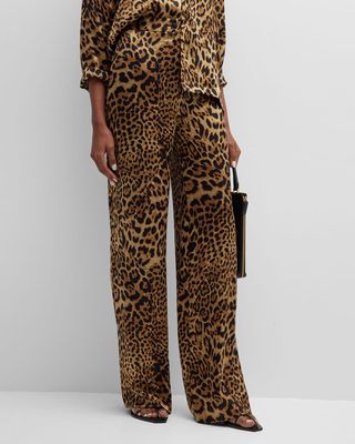 Germain Leopard-Print Wide-Leg Silk Pants