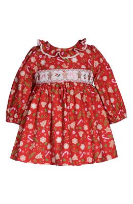 GERSON & GERSON Gingerbread Cookie Long Sleeve Dress in Red
