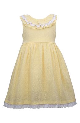 GERSON & GERSON Iris & Ivy Kids' Ruffle Neck Eyelet Dress in Yellow