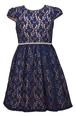 GERSON & GERSON Iris & Ivy Sequin Lace Fit & Flare Dress in Navy