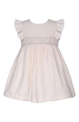GERSON & GERSON Kids' Smocked Pin Dot Cotton Dress in Ivory