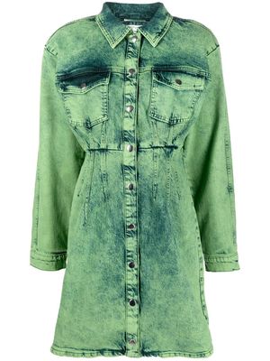 Gestuz acid-wash shirt dress - Green