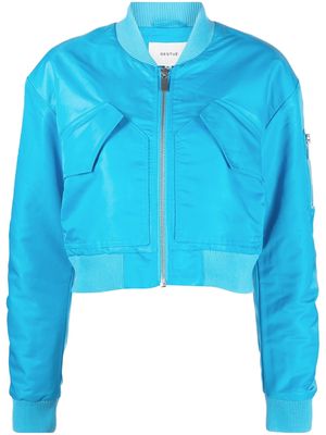 Gestuz baseball-collar cropped bomber jacket - Blue