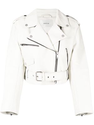 Gestuz cropped leather jacket - Grey