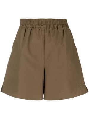 Gestuz elasticated-waist A-line shorts - Green