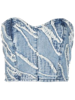 Gestuz frayered corset denim top - Blue