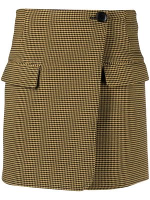 Gestuz houndstooth-pattern buttoned miniskirt - Yellow