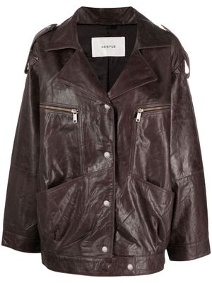 Gestuz IbbieGZ leather jacket - Brown