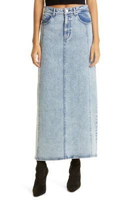 GESTUZ Janice Denim Maxi Skirt in Washed Mid Blue