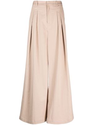 Gestuz pleated cotton-blend palazzo trousers - Neutrals