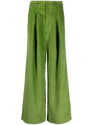 Gestuz wide-leg corduroy trousers - Green
