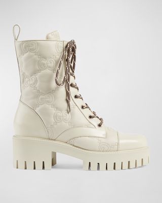 GG Logo Quilted Combat Boots