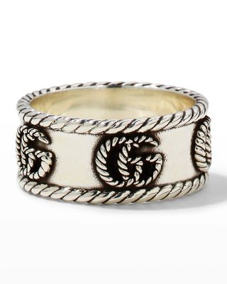 GG Marmont Cabled Sterling Silver Band Ring