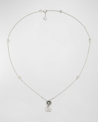 GG Marmont Flower Sterling Silver & Pearl Necklace