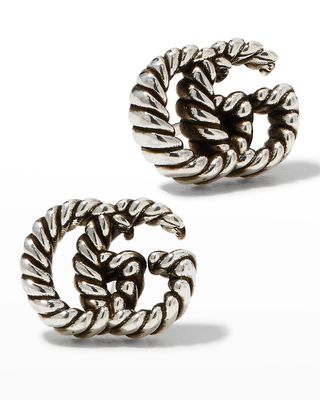 GG Marmont Stud Earrings in Aged Silver
