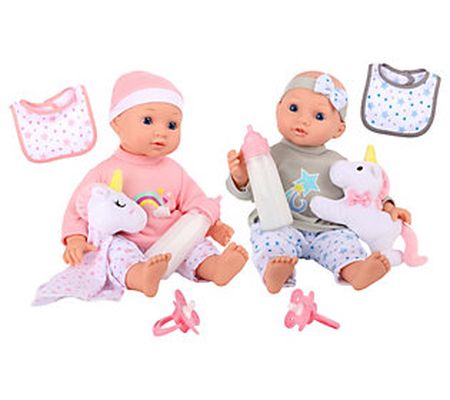 Gi-go Toy Factory Dream Collection  14" Twins B aby Doll Set
