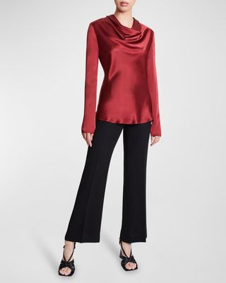 Gia Cowl-Neck Silk Top
