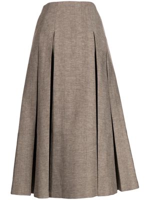 GIA STUDIOS A-line pleated midi-skirt - Brown
