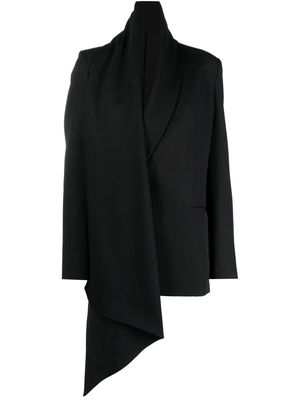 GIA STUDIOS detachable-scarf draped blazer - BLACK