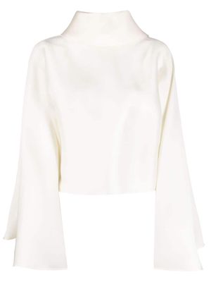 GIA STUDIOS draped-sleeves silk blouse - Neutrals