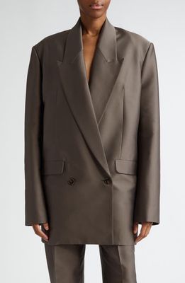 GIA STUDIOS Oversize Double Breasted Blazer in Brown 