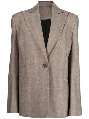 GIA STUDIOS single-breasted linen-cotton blazer - Brown