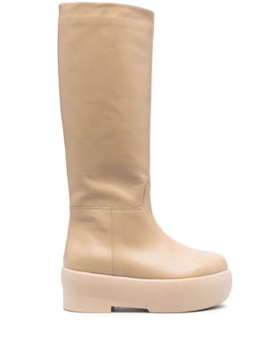 GIABORGHINI 60mm chunky leather boots - Neutrals