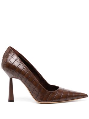 GIABORGHINI Balantine 100mm crocodile-effect pumps - Brown