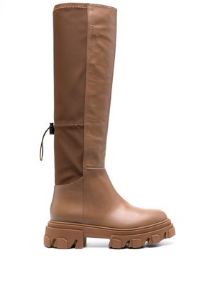 GIABORGHINI chunky leather knee-boots - Brown