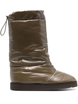 GIABORGHINI patent padded knee-high boots - Brown