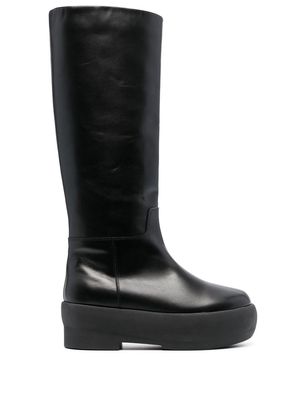 GIABORGHINI platform-sole leather boots - Black