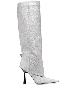 GIABORGHINI Rosie 110mm glitter-detail boots - Silver